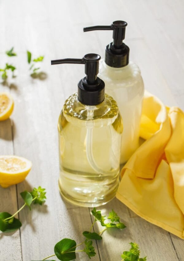 Dos botes de los Mejores Champús sobre fondo neutro, productos para el cuidado capilar